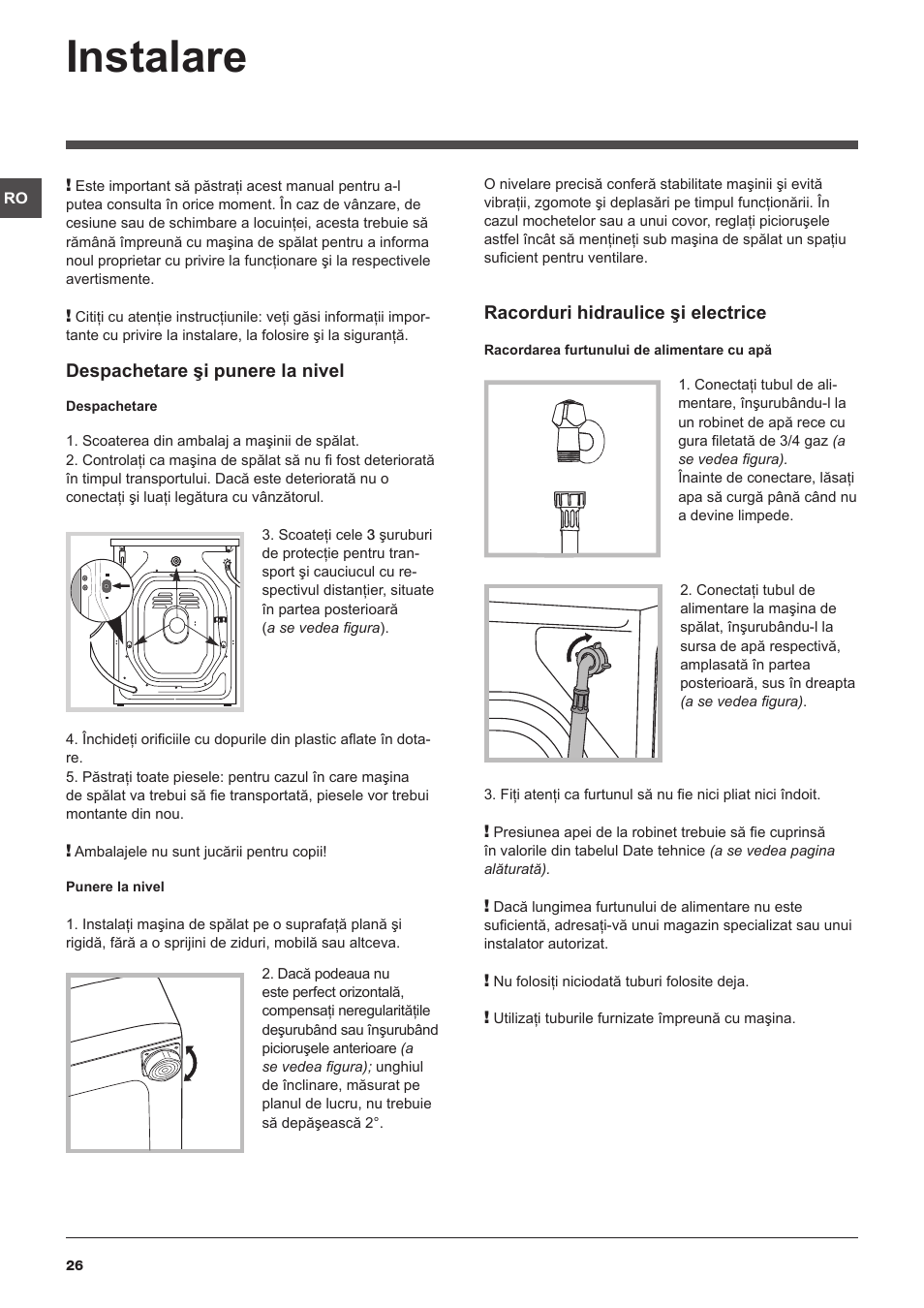 Instalare | Indesit IWSC 51051 C ECO User Manual | Page 26 / 60