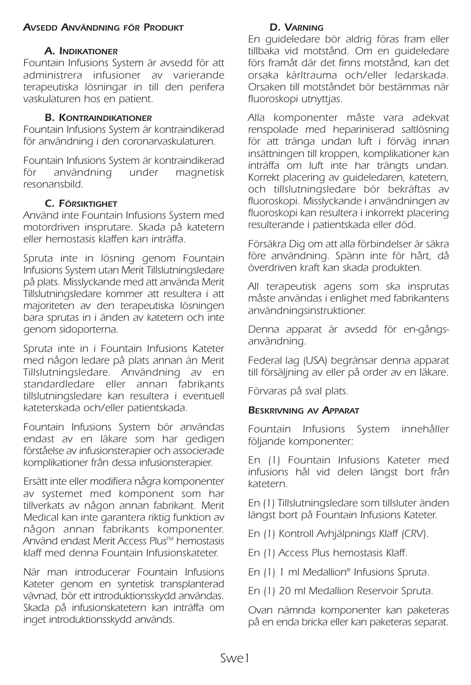 Swe1 | Merit Medical Fountain 4 French Infusion System User Manual | Page 59 / 80