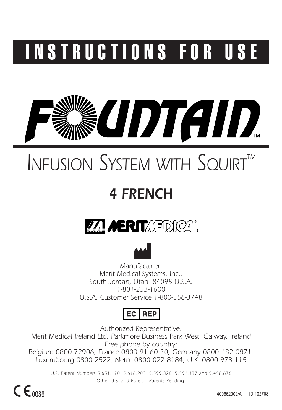 Merit Medical Fountain 4 French with Squirt User Manual | 80 pages