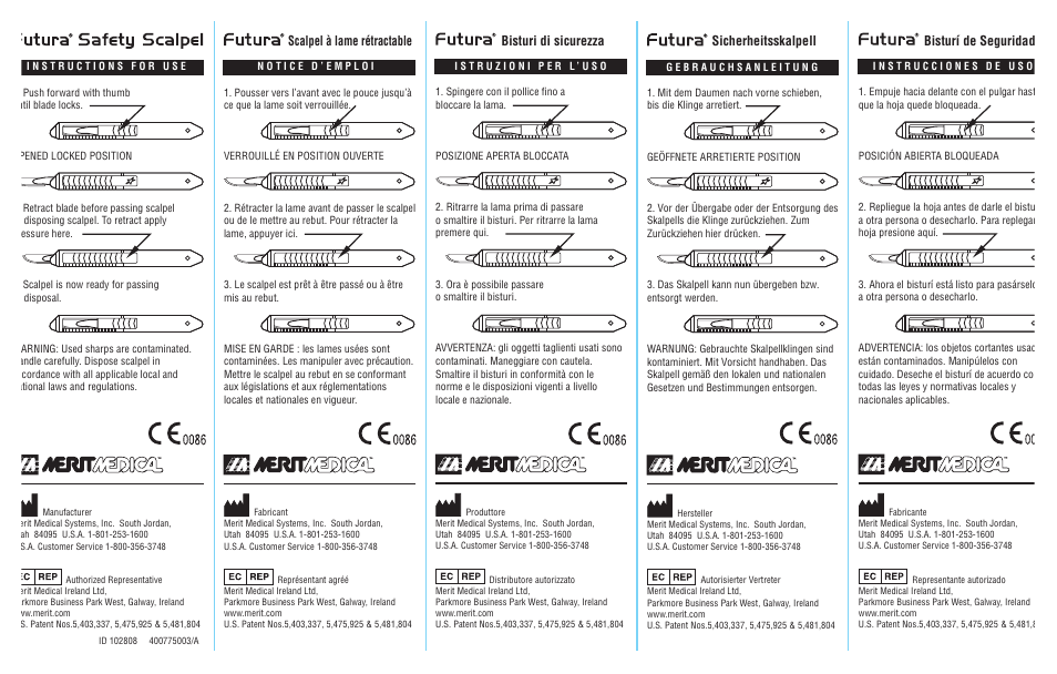 Merit Medical Futura Safety Scalpel User Manual | 2 pages