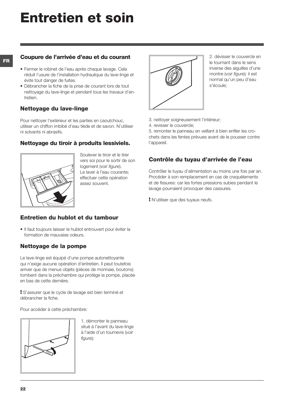 Entretien et soin | Indesit IWB 51251 User Manual | Page 22 / 72