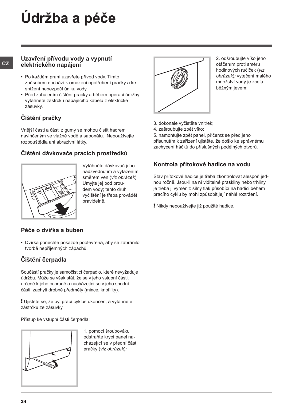 Údržba a péče | Indesit IWB 51251 User Manual | Page 34 / 72