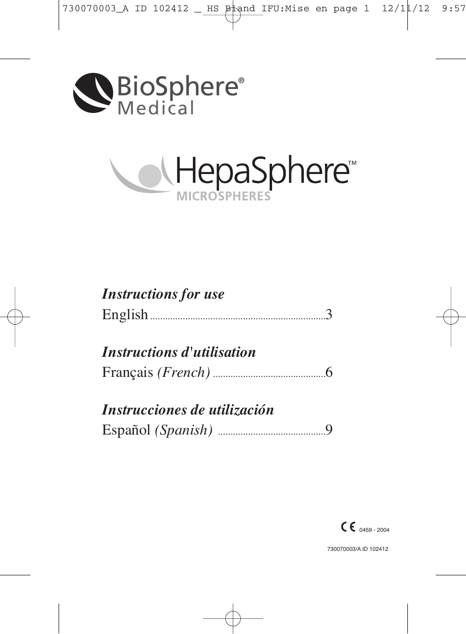 Merit Medical HepaSphere Microspheres(Bland/Without Drug) IFU-Int'l User Manual | 12 pages