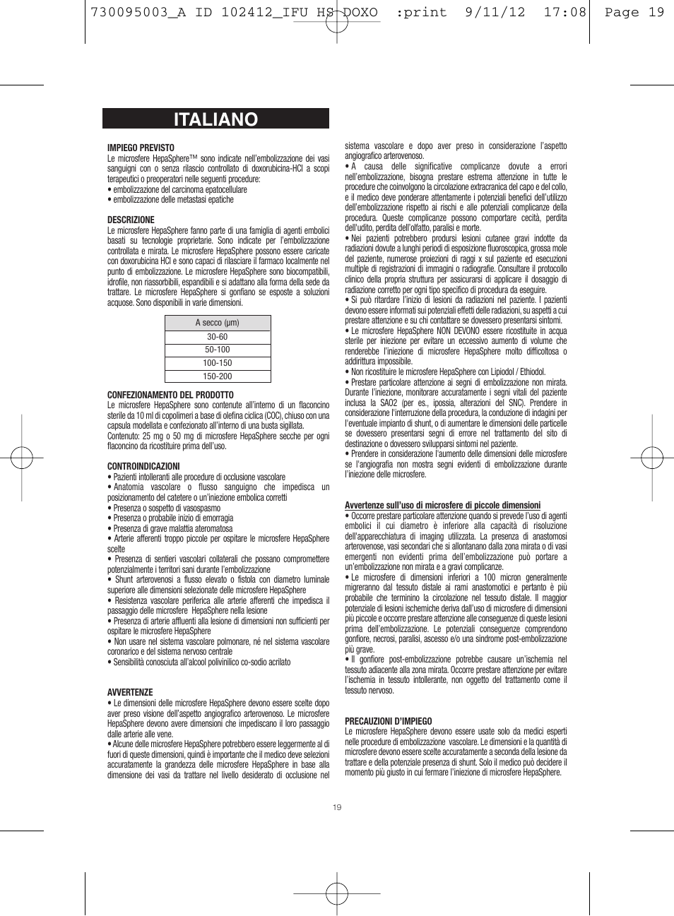 Italiano | Merit Medical HepaSphere Microspheres(With Doxorubicin) IFU-Int'l User Manual | Page 19 / 96