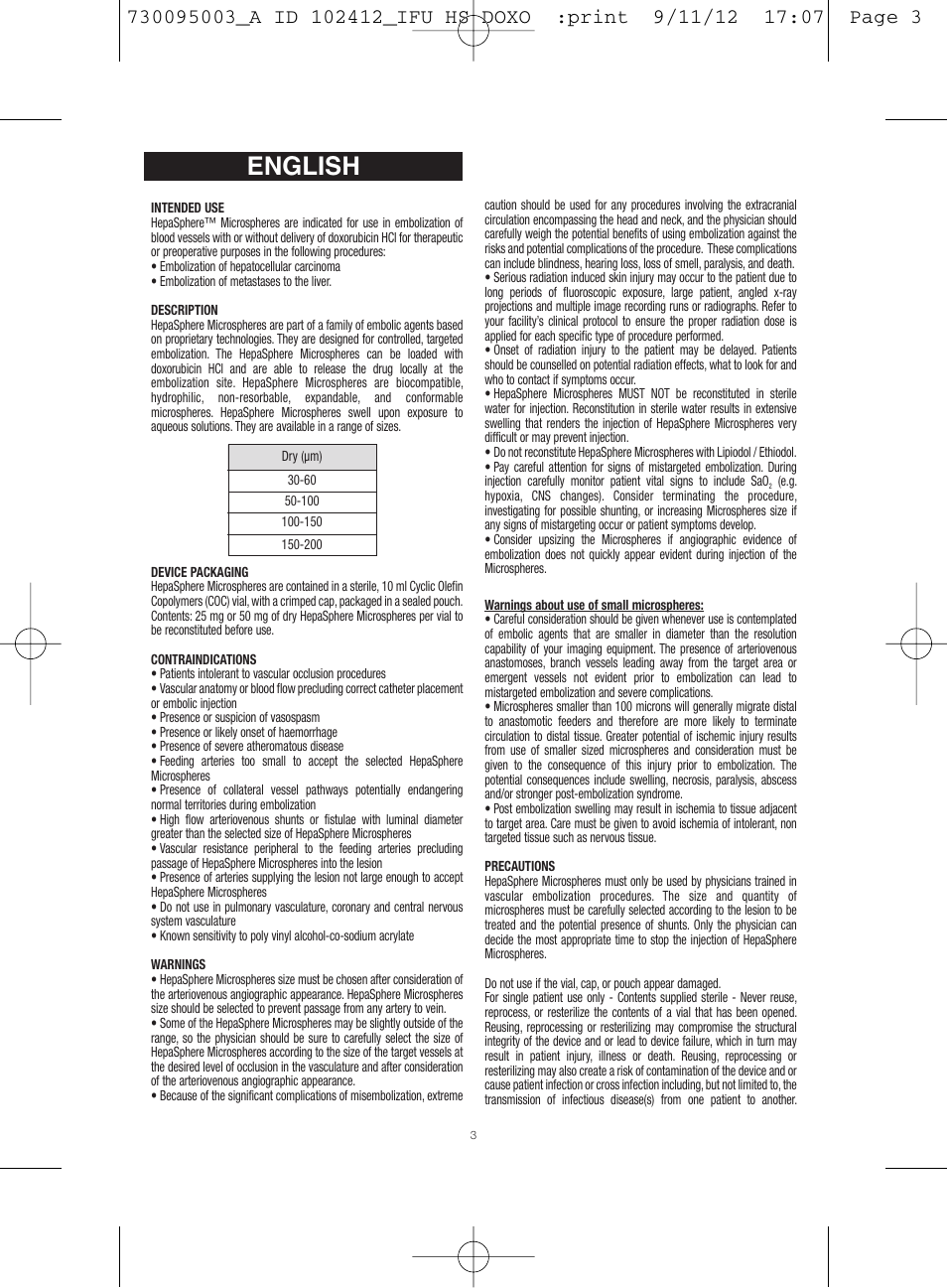 English | Merit Medical HepaSphere Microspheres(With Doxorubicin) IFU-Int'l User Manual | Page 3 / 96