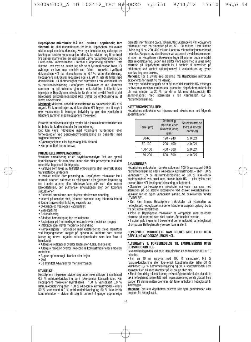 Merit Medical HepaSphere Microspheres(With Doxorubicin) IFU-Int'l User Manual | Page 44 / 96