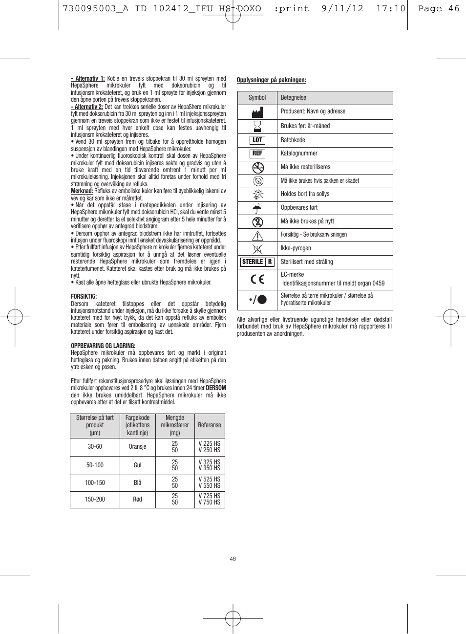 Merit Medical HepaSphere Microspheres(With Doxorubicin) IFU-Int'l User Manual | Page 46 / 96