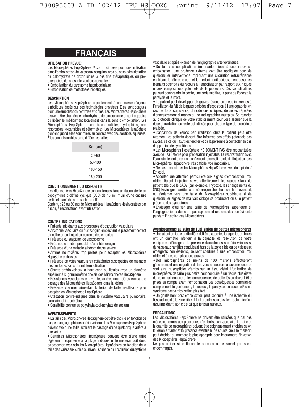 Français | Merit Medical HepaSphere Microspheres(With Doxorubicin) IFU-Int'l User Manual | Page 7 / 96