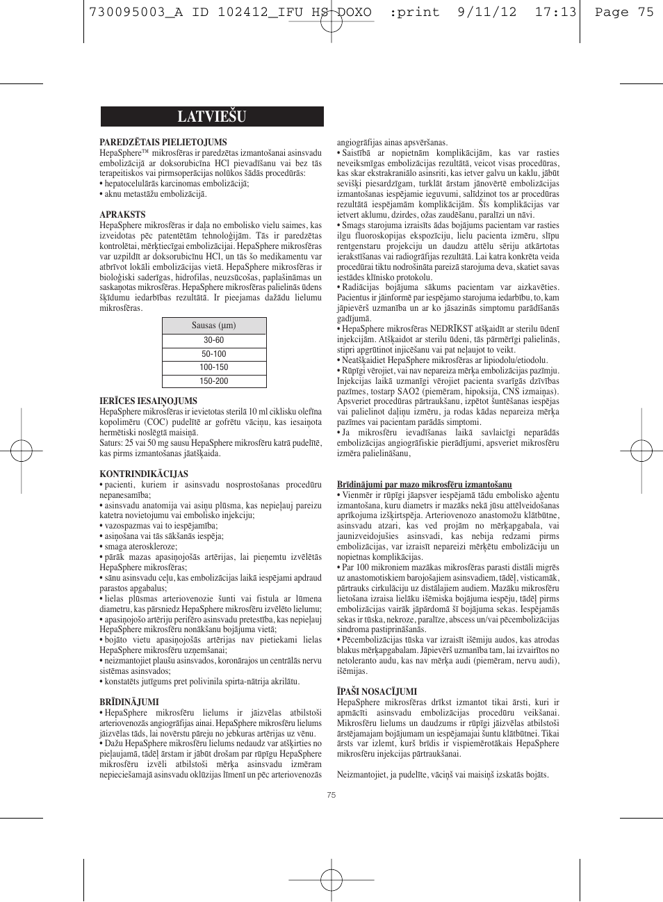 Latviešu | Merit Medical HepaSphere Microspheres(With Doxorubicin) IFU-Int'l User Manual | Page 75 / 96