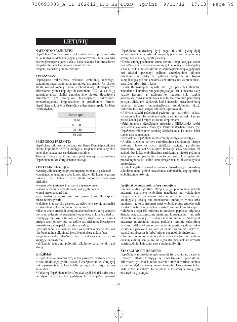 Lietuvių | Merit Medical HepaSphere Microspheres(With Doxorubicin) IFU-Int'l User Manual | Page 79 / 96