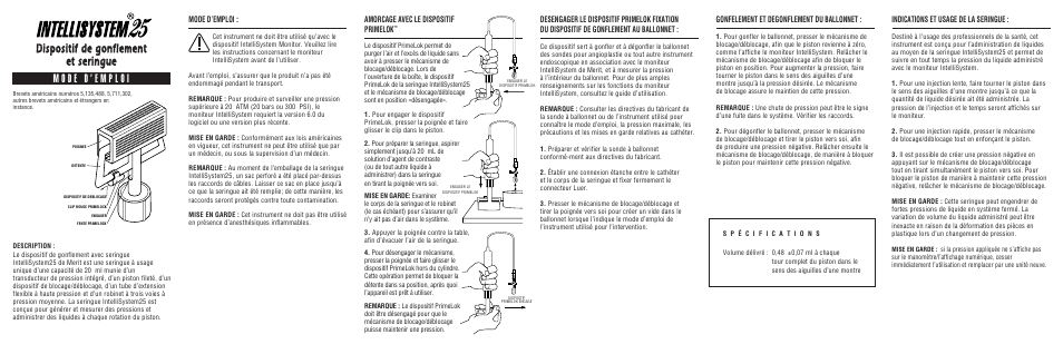 Dispositif de gonflement et seringue | Merit Medical IntelliSystem 25 Inflation Device User Manual | Page 2 / 10
