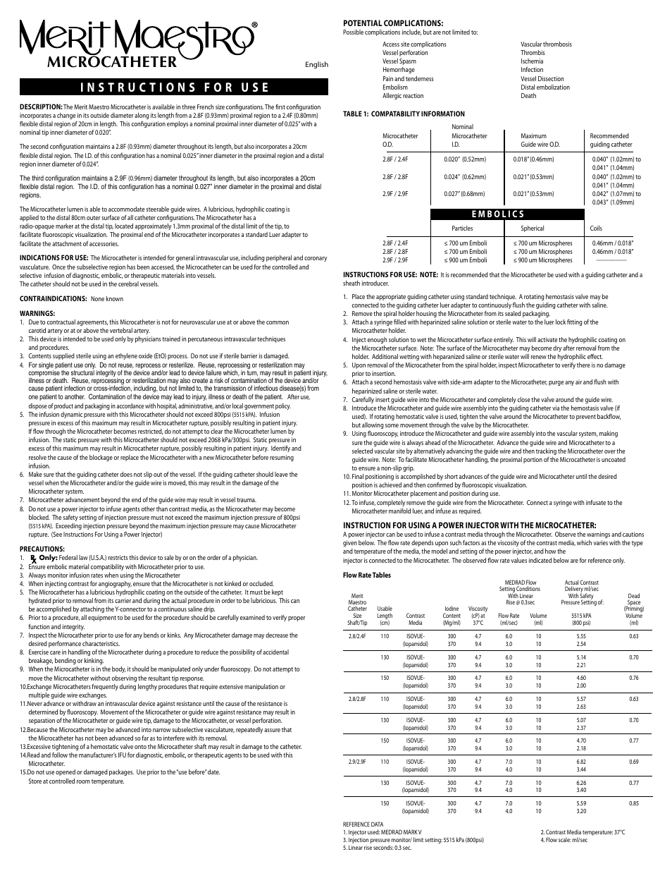 Microcatheter | Merit Medical Maestro Microcatheter User Manual | Page 2 / 12