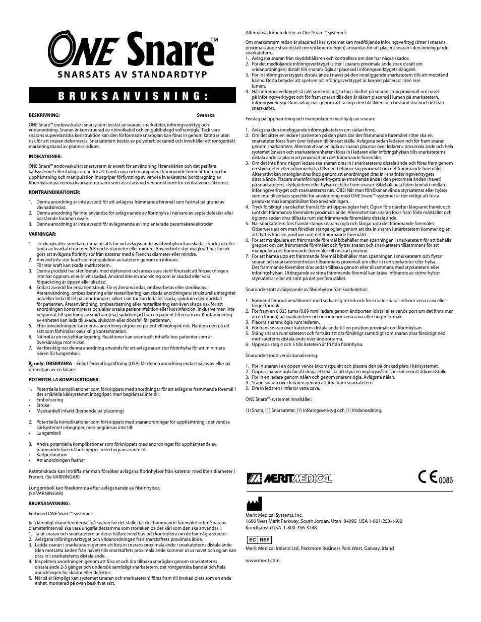 Merit Medical ONE Snare Endovascular Snare System User Manual | Page 10 / 16