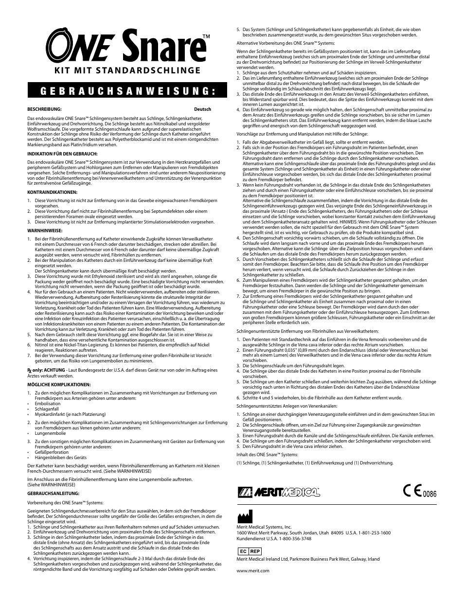 Merit Medical ONE Snare Endovascular Snare System User Manual | Page 6 / 16