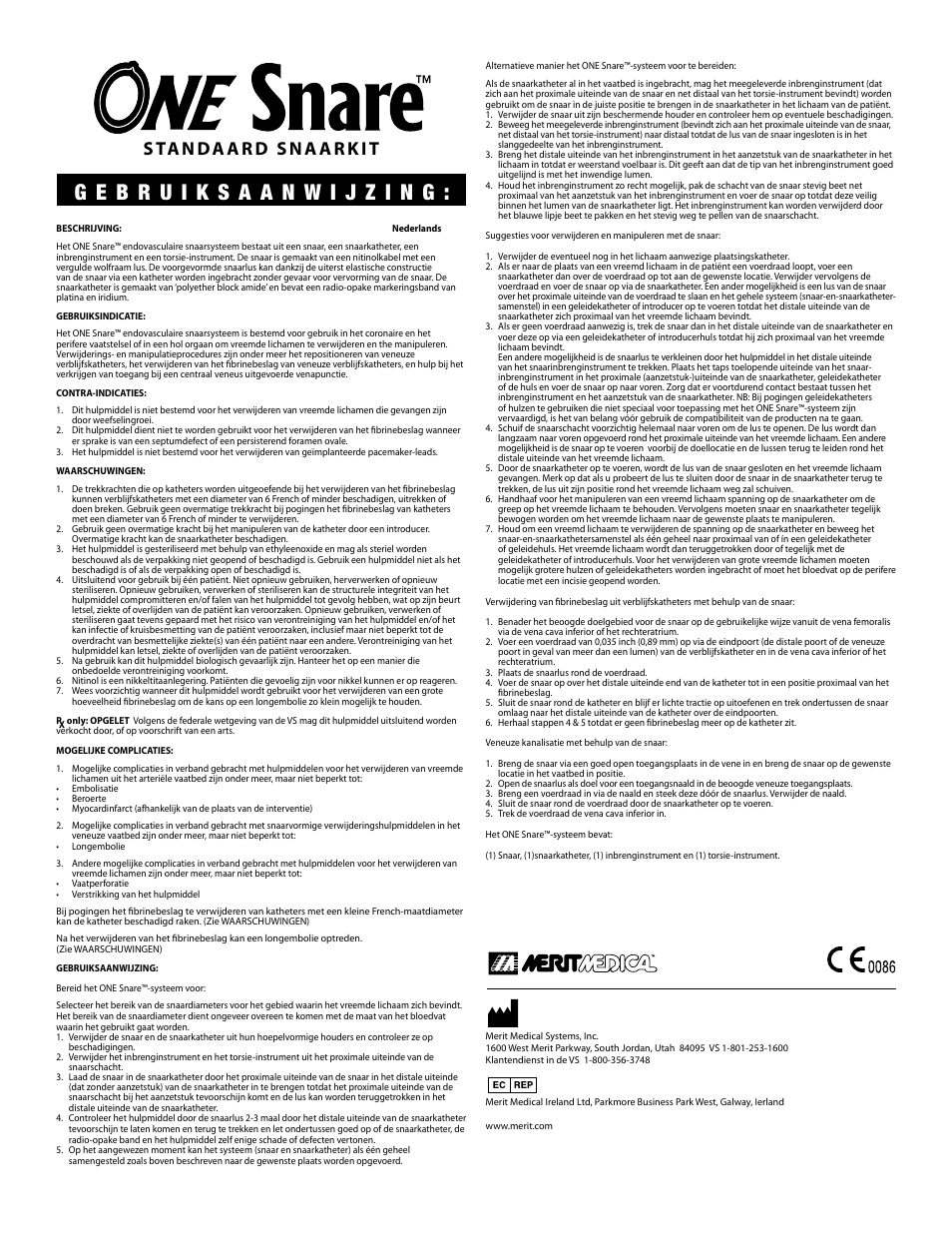 Merit Medical ONE Snare Endovascular Snare System User Manual | Page 9 / 16