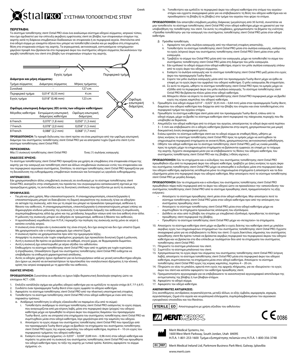 Συστημα τοποθετησησ stent | Merit Medical Ostial PRO Stent Positioning System User Manual | Page 11 / 12