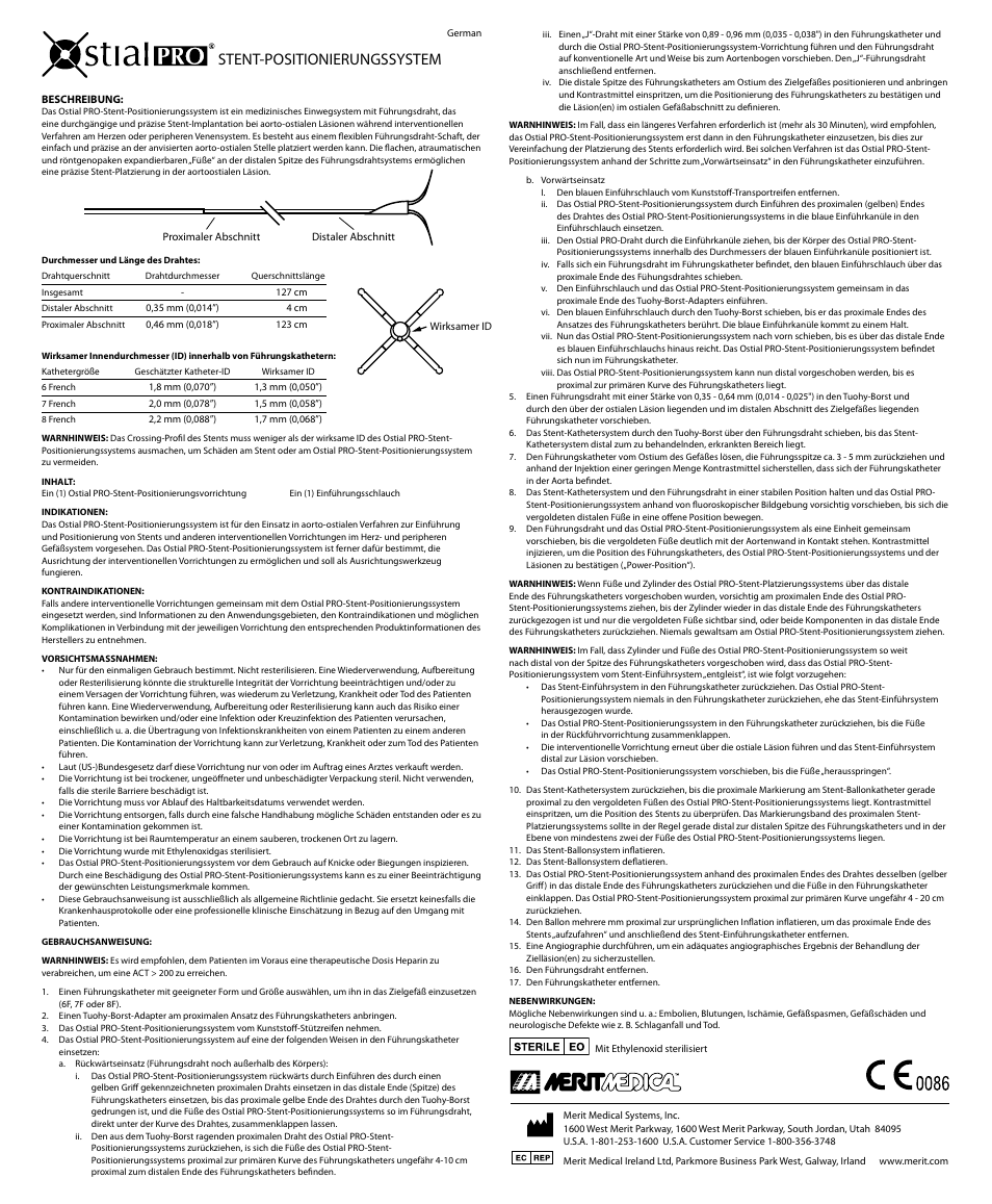 Stent-positionierungssystem | Merit Medical Ostial PRO Stent Positioning System User Manual | Page 5 / 12