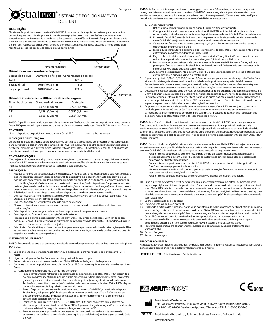 Sistema de posicionamento de stent | Merit Medical Ostial PRO Stent Positioning System User Manual | Page 7 / 12