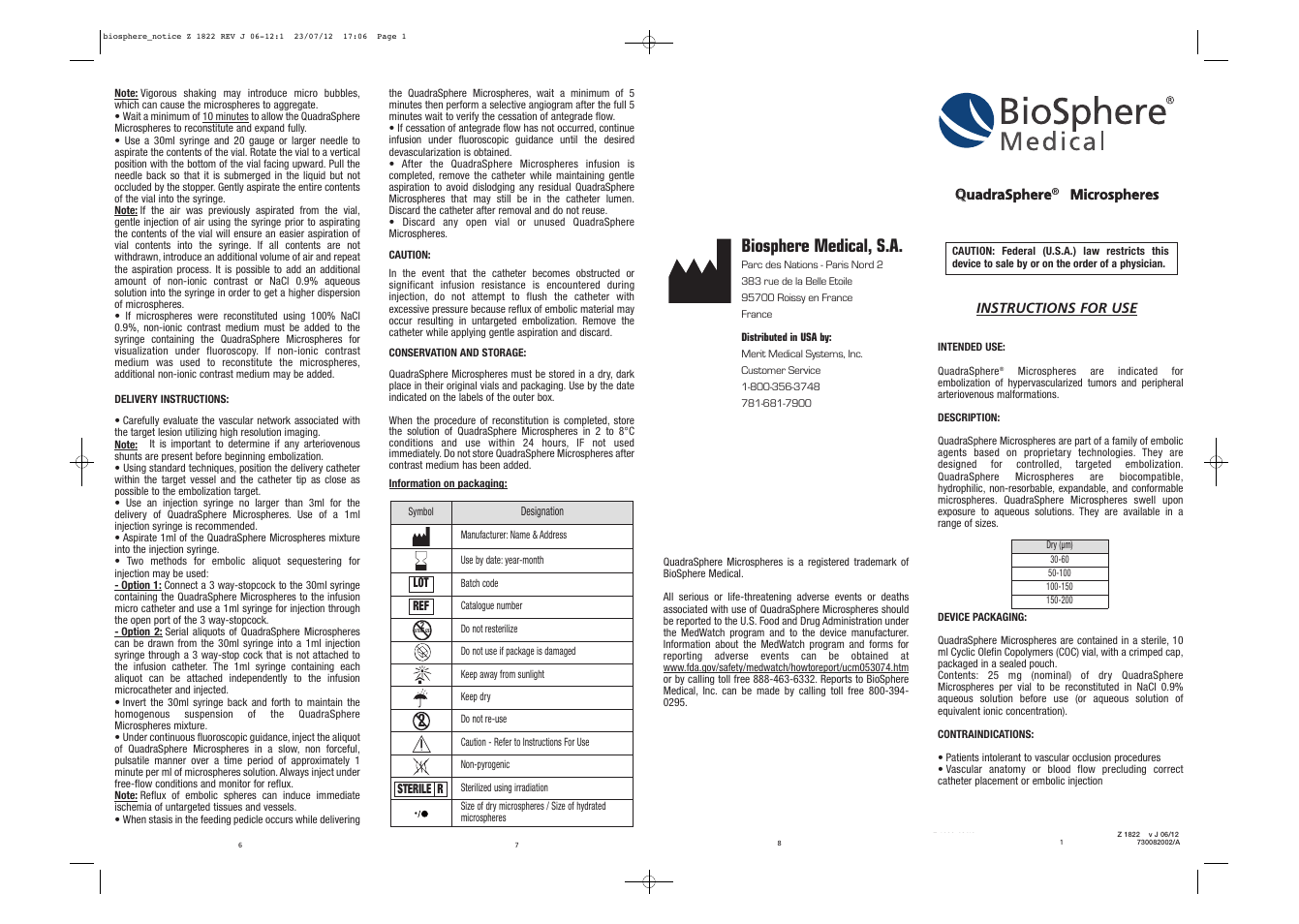 Merit Medical QuadraSphere Microspheres User Manual | 8 pages