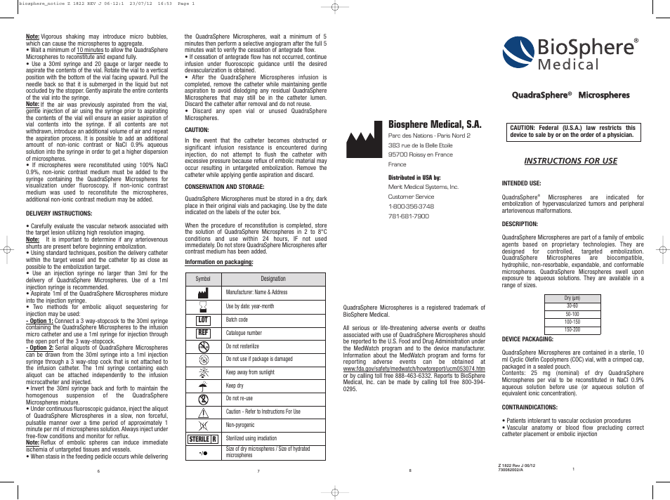 Biosphere medical, s.a | Merit Medical QuadraSphere Microspheres User Manual | Page 7 / 8