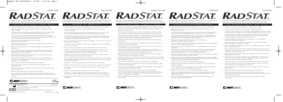 Merit Medical RADstat Radial Artery Compression System User Manual | 2 pages