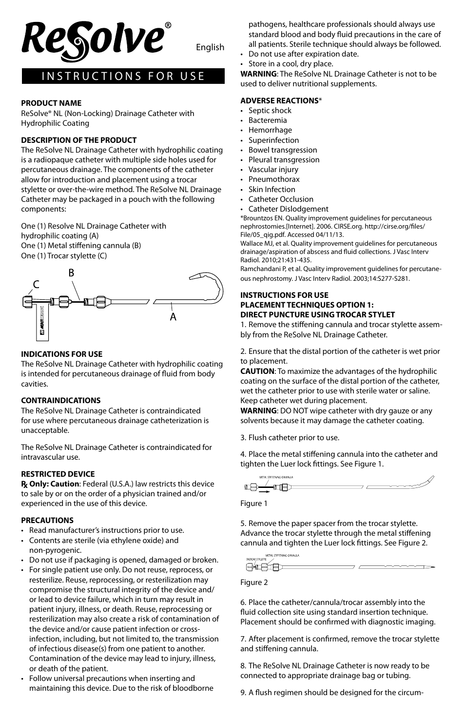 Merit Medical Resolve non-locking drainage catheter User Manual | Page 2 / 24