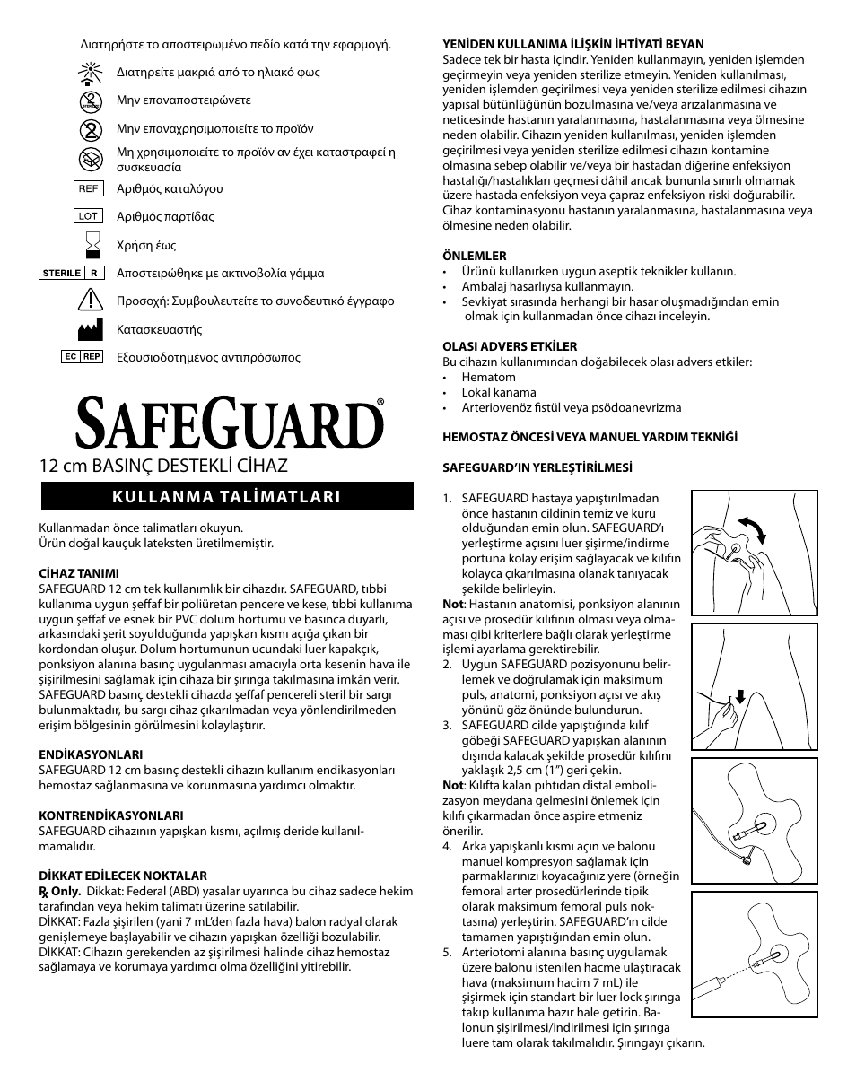 12 cm basinç destekli cihaz, Kullanma talimatlari | Merit Medical Safeguard 12cm Multilingual IFU User Manual | Page 19 / 24