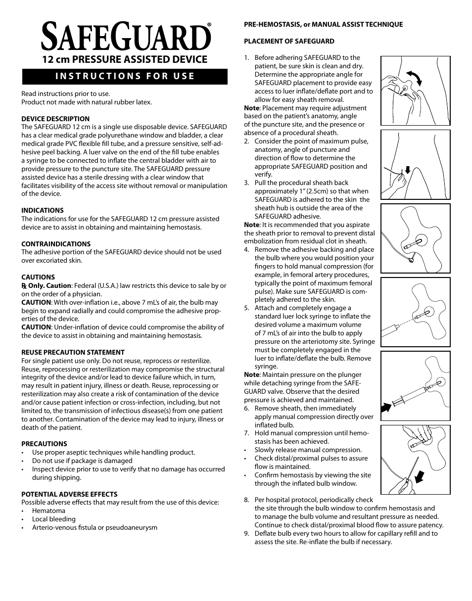 12 cm pressure assisted device | Merit Medical Safeguard 12cm Multilingual IFU User Manual | Page 2 / 24