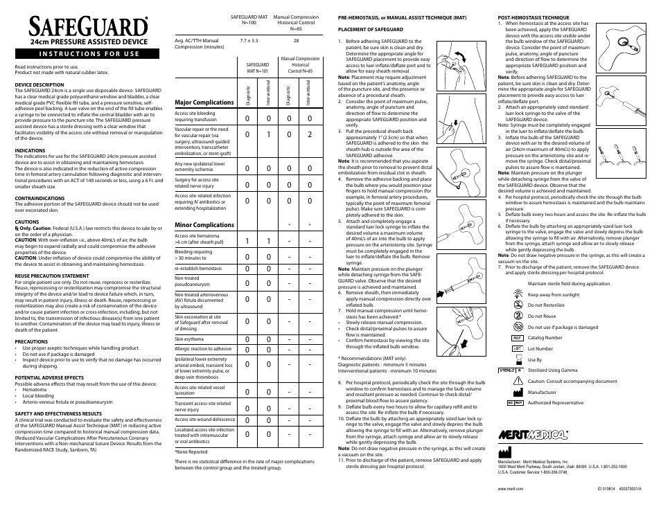 Merit Medical Safeguard 24cm IFU User Manual | 1 page