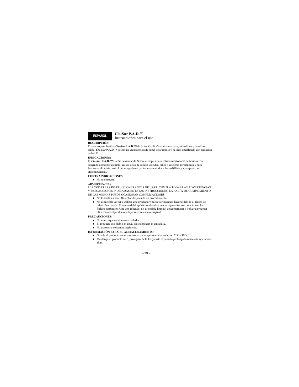 Merit Medical Scion Clo-Sur P.A.D. User Manual | Page 39 / 48