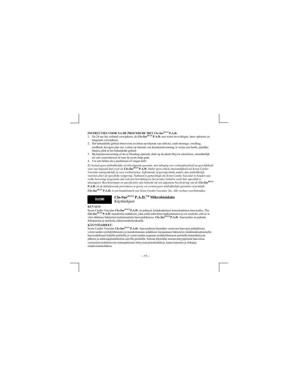 Merit Medical Scion Clo-Sur Plus P.A.D. User Manual | Page 11 / 48