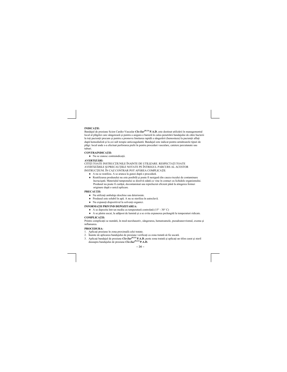 Merit Medical Scion Clo-Sur Plus P.A.D. User Manual | Page 34 / 48