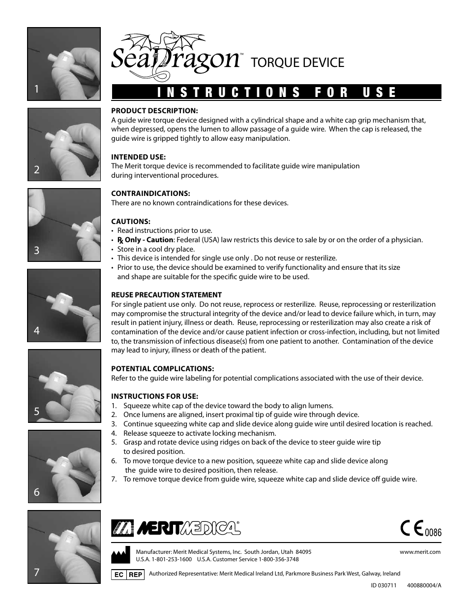 Merit Medical SeaDragon Torque Device User Manual | 1 page