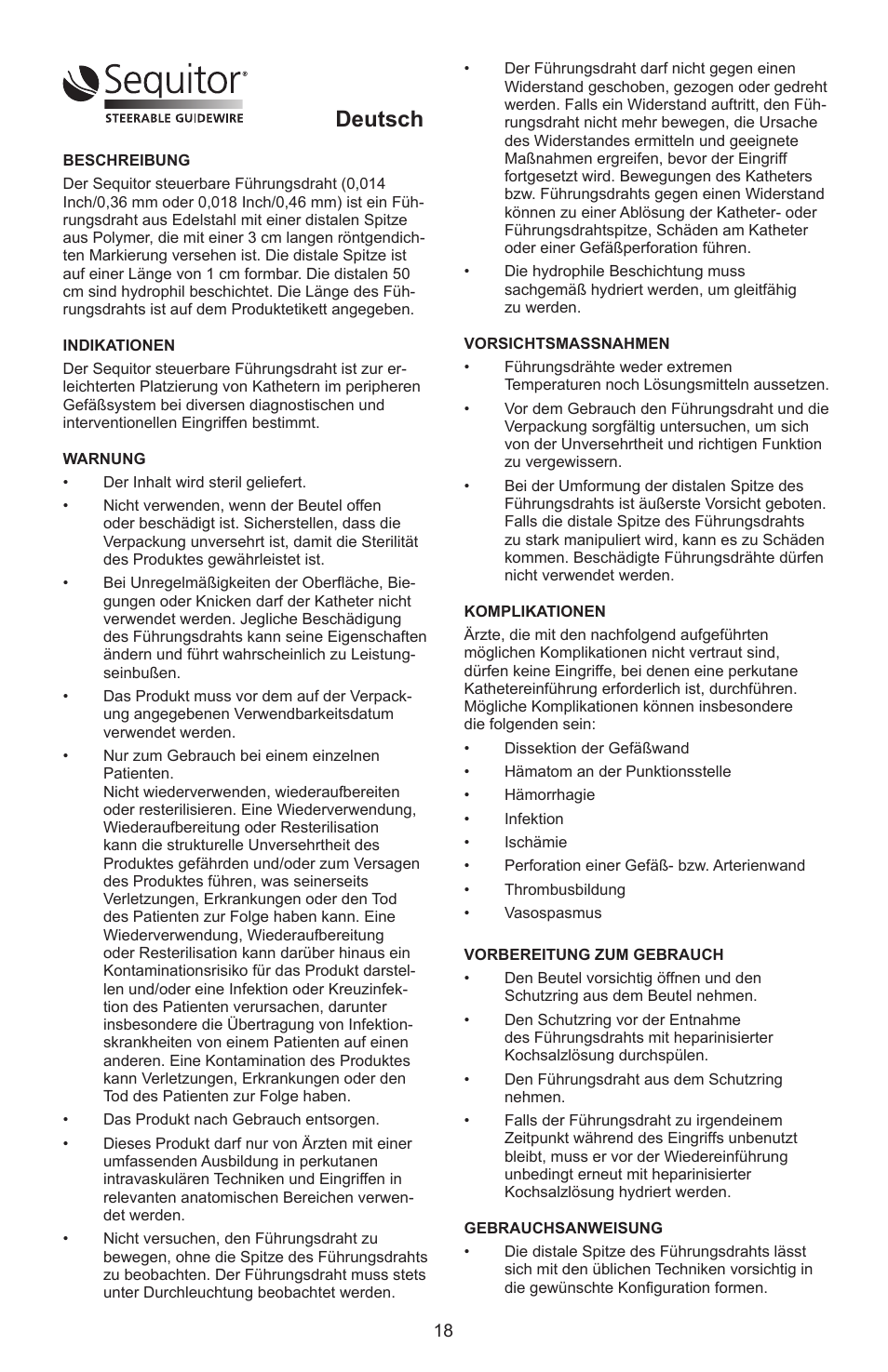 Deutsch | Merit Medical Sequitor Steerable Guidewire User Manual | Page 19 / 48