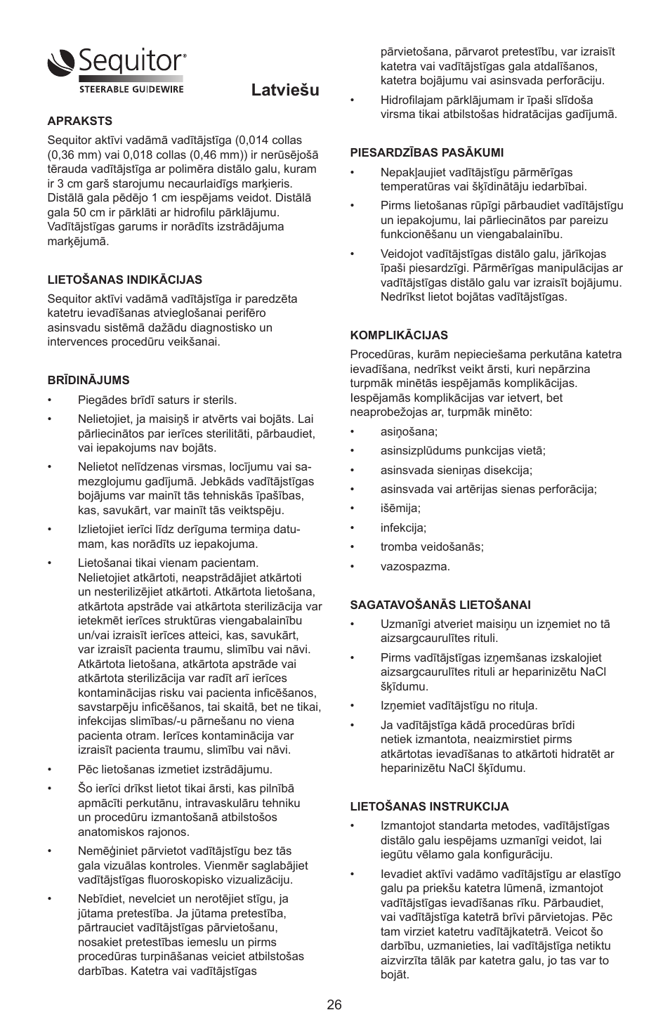 Latviešu | Merit Medical Sequitor Steerable Guidewire User Manual | Page 27 / 48