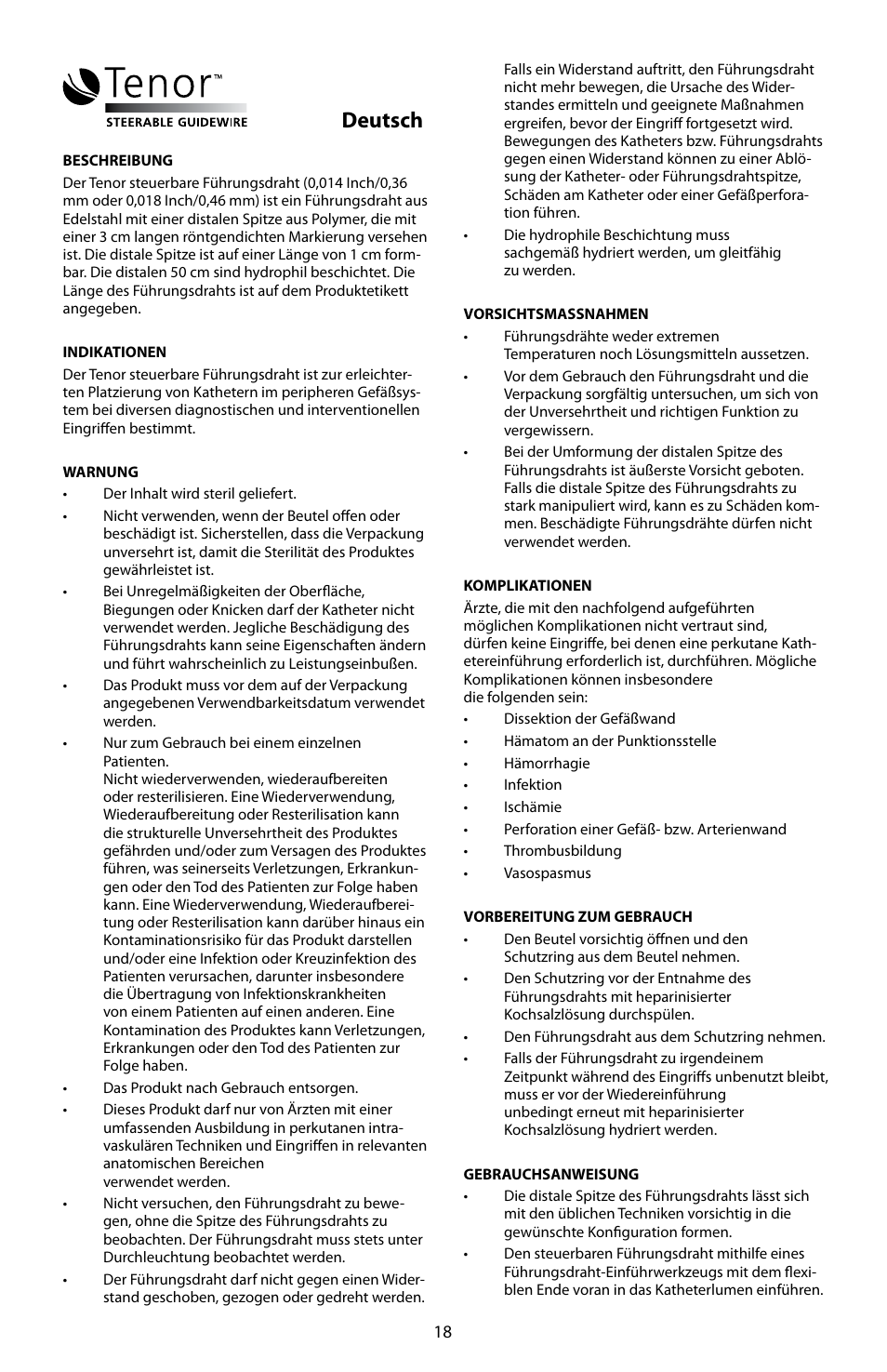 Deutsch | Merit Medical Tenor Steerable Guidewire IFU User Manual | Page 20 / 49