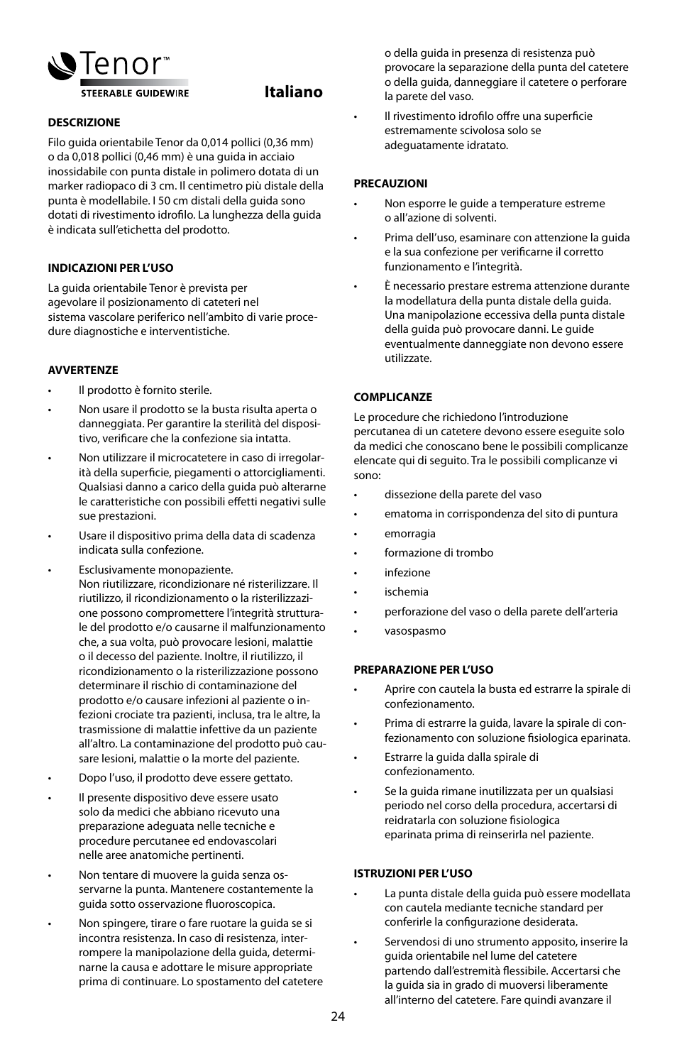 Italiano | Merit Medical Tenor Steerable Guidewire IFU User Manual | Page 26 / 49