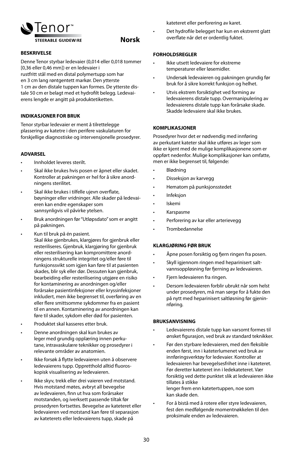 Norsk | Merit Medical Tenor Steerable Guidewire IFU User Manual | Page 32 / 49