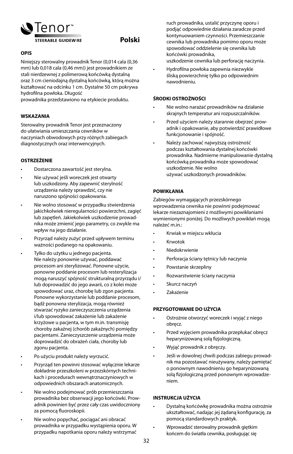 Polski | Merit Medical Tenor Steerable Guidewire IFU User Manual | Page 34 / 49