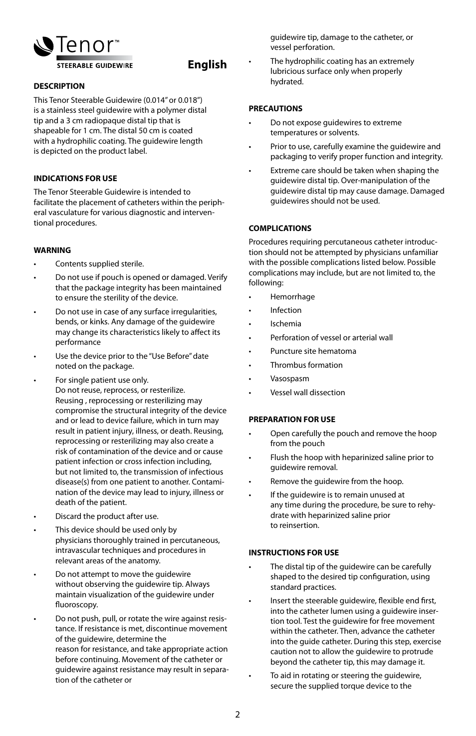 English | Merit Medical Tenor Steerable Guidewire IFU User Manual | Page 4 / 49