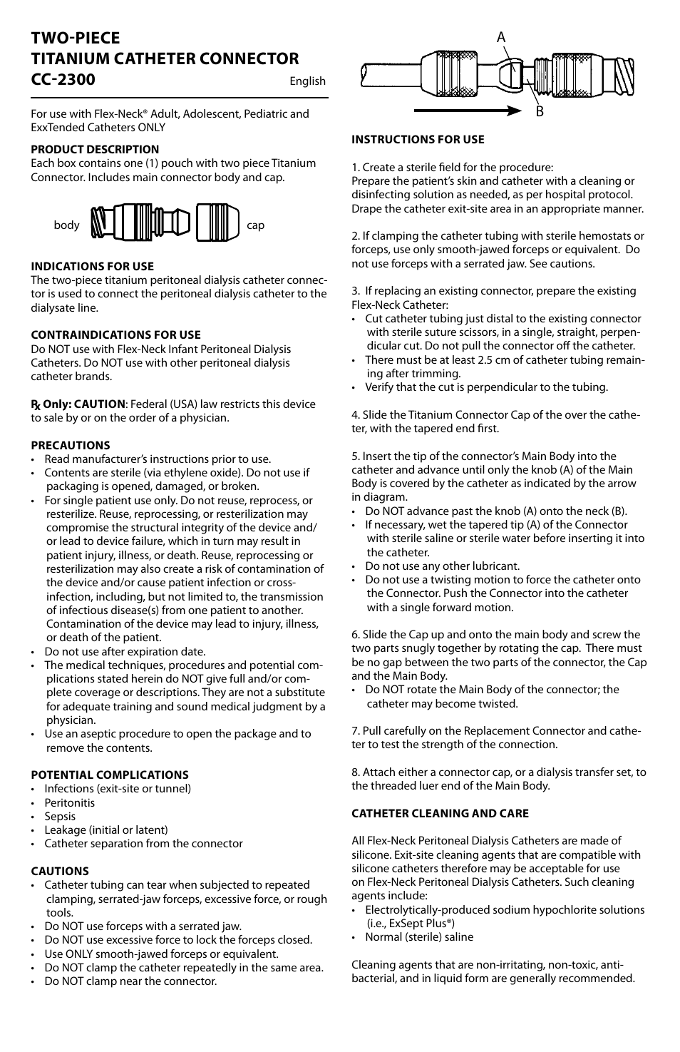 Two-piece titanium catheter connector cc-2300 | Merit Medical Titanium Catheter Connector User Manual | Page 2 / 4