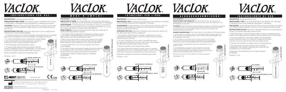 Merit Medical VacLok Vacuum Pressure Syringe User Manual | 2 pages