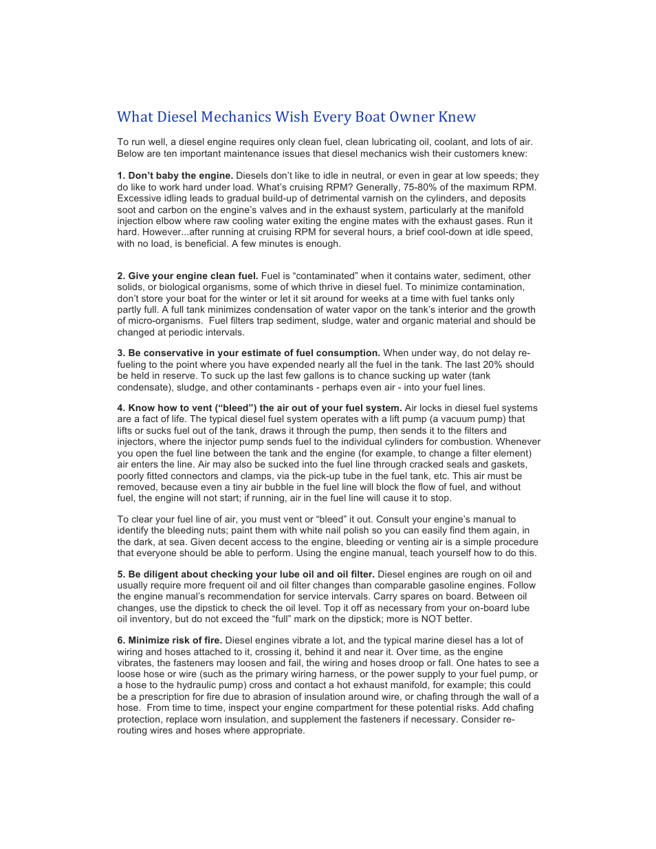 What%diesel%mechanics%wish%every%boat%owner%knew | MJM Yachts 36z Express User Manual | Page 11 / 62