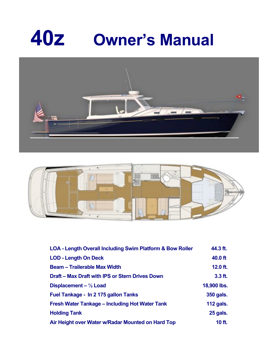 Owner’s manual | MJM Yachts 40z Express User Manual | Page 2 / 64