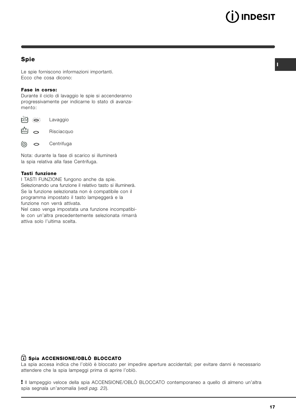 Spie | Indesit WIN 101 User Manual | Page 17 / 72
