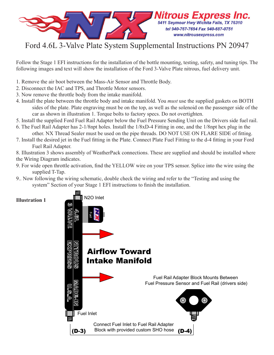 Nitrous Express Ford 4.6L 3-Valve Plate System (20947) User Manual | 4 pages