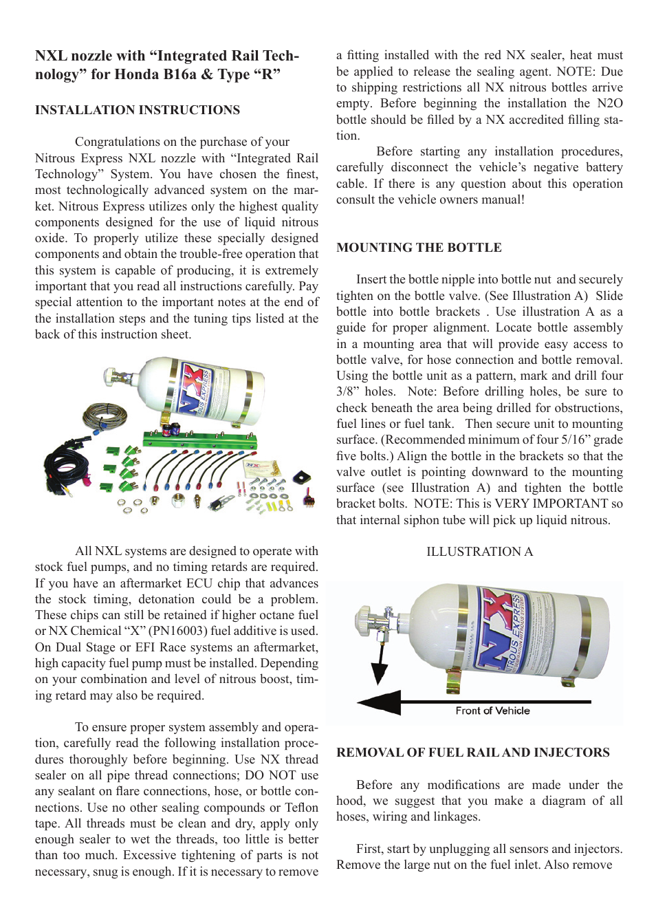 Nitrous Express Honda NXL User Manual | 6 pages