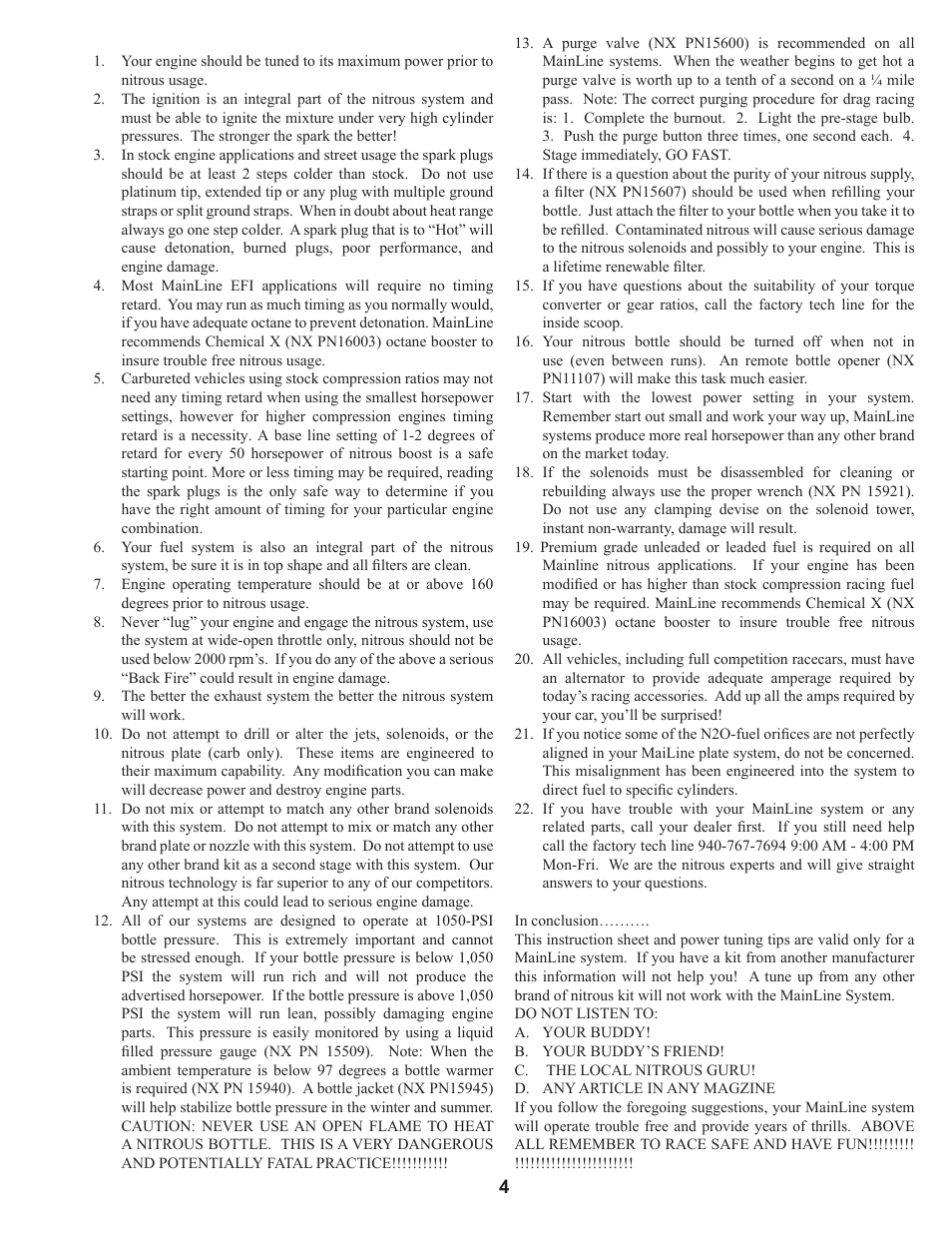 Nitrous Express MainLine Nitrous Systems User Manual | Page 4 / 4