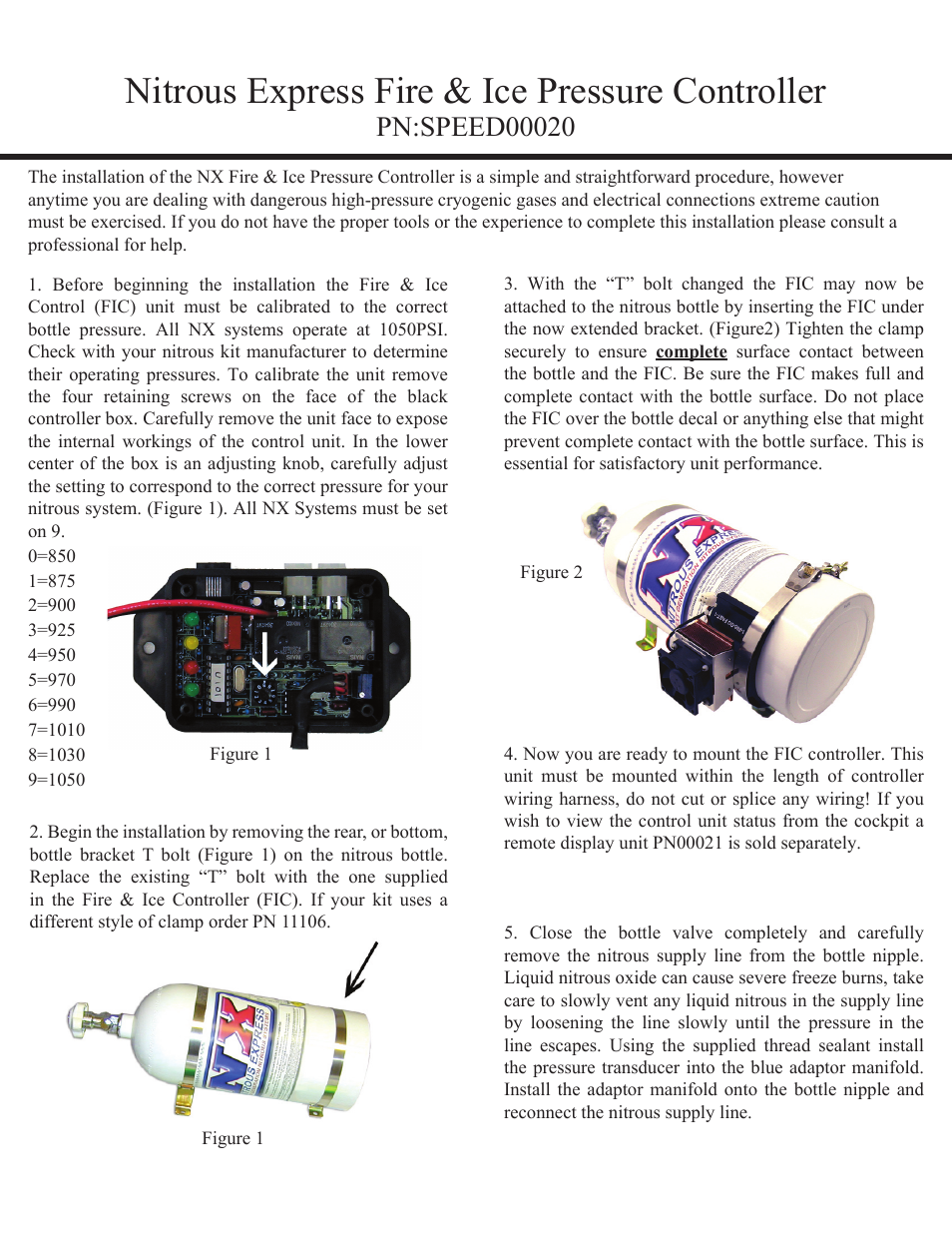 Nitrous Express Fire & Ice Pressure Controller (SPEED00020) User Manual | 2 pages