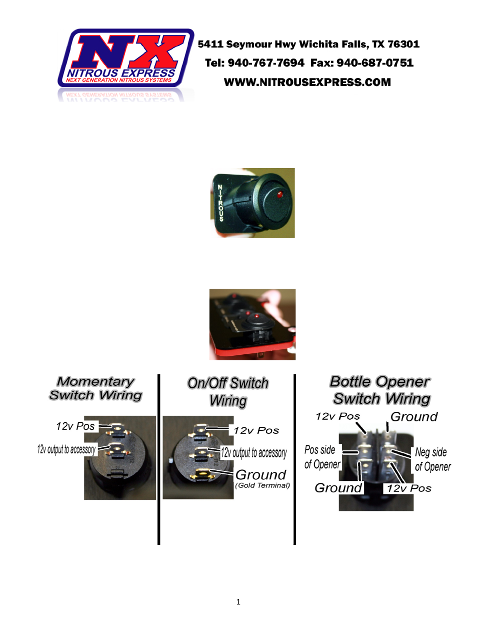 Nitrous Express Switch Panel installation User Manual | 2 pages